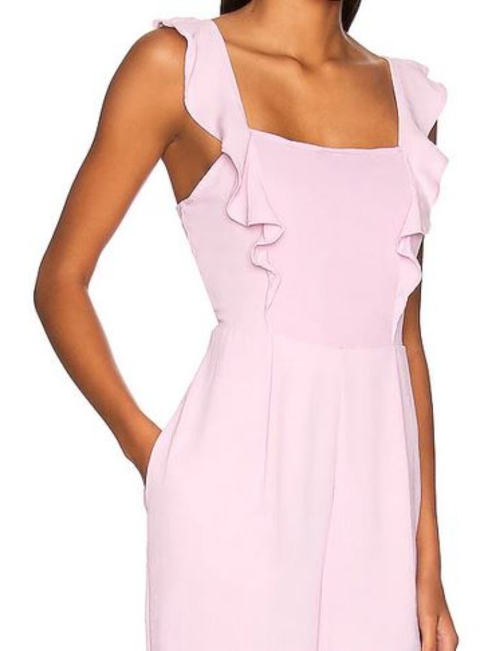 Gorgeous Gabbi Jumpsuit Cropped Tie Back Ruffle Sleeve LARGE NEW with Tags